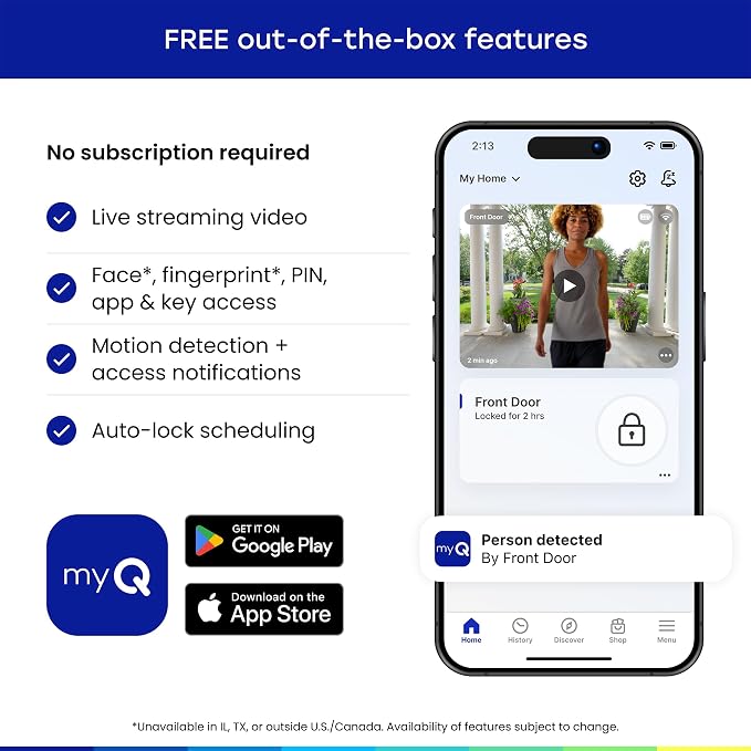 myQ Secure View™ 3-in-1 Smart Lock Deadbolt + myQ Chime + Extra Battery - Image 10