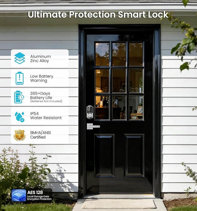 Veise VE06-L Smart Locks with 2 Lever Handle Set, App Control, Keyless Entry - Image 5