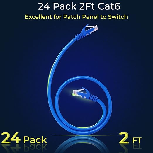 Rapink Patch Cables Cat6 2ft, Ethernet Patch Cable 10G, Cat 6 Patch Cable - Image 2