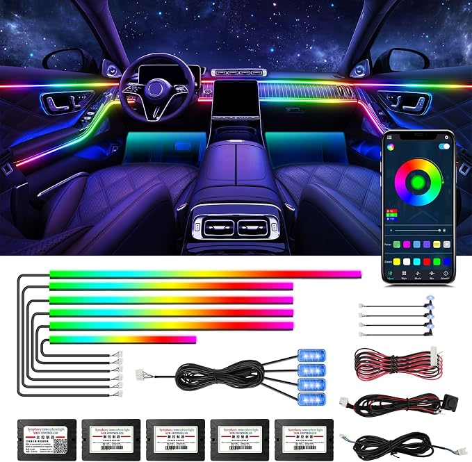 Dreamcolor Acrylic Interior Car Lights, 14 in 1 RGB LED Strip Lights by WEBUPAR