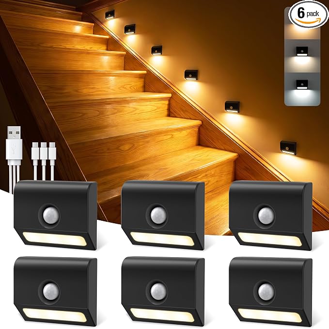 VOLISUN Rechargeable Motion Sensor Stair Lights Indoor, 3 Color Temperature LED by VOLISUN
