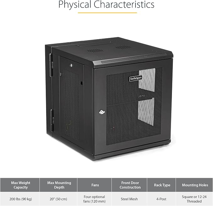 StarTech.com 4-Post 12U Wall Mount Network Cabinet - Image 4