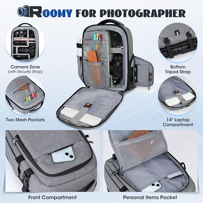 Camera Backpack Camera Bag for Photographers DSLR SLR Mirrorless Camera Cases - Image 2