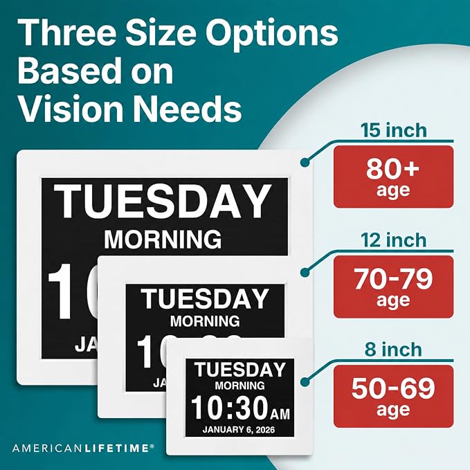 American Lifetime New 2026 Dementia Clock Large Digital Clock - Image 3