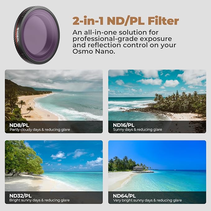 Freewell Bright Day Filter Kit for DJI Osmo Nano – ND8/PL, ND32/PL & ND64/PL - Image 3