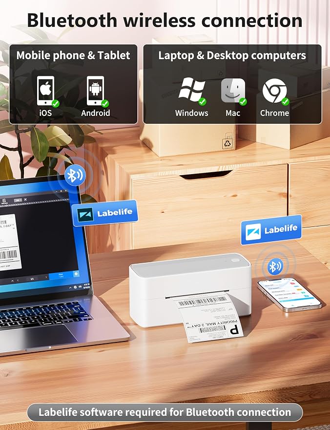 Phomemo Bluetooth Shipping Label Printer, 241BT 4X6 Wireless Thermal Label - Image 4