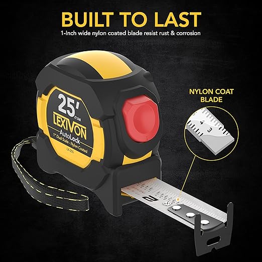 LEXIVON 25Ft/7.5m AutoLock Tape Measure | 1-Inch Wide Blade - Image 2