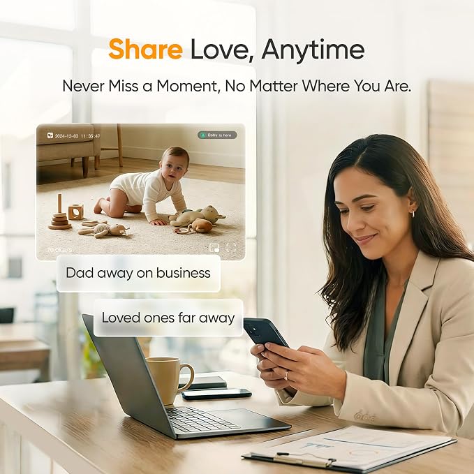 Monai 4K Smart Baby Monitor, Eye-Safe 950nm Night Vision, 7 AI Features - Image 3
