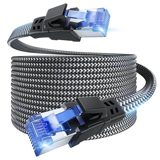 EWIND Anti-Tear Nylon for Cat 8 Ethernet Cable, 50FT Heavy Duty High Speed by EWIND