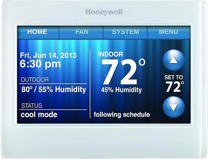 Honeywell TH9320WF5003 Wi-Fi 9000 Color Touch Screen Programmable Thermostat by Amazon+Renewed