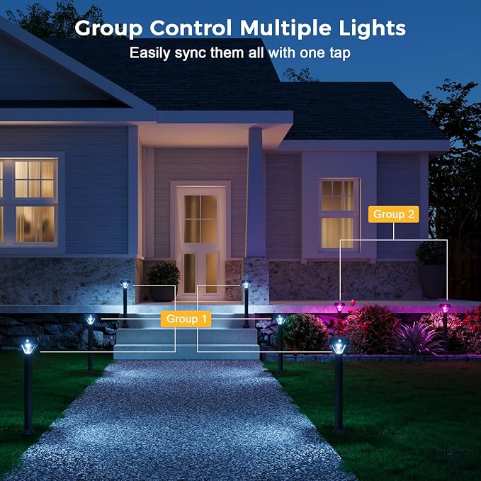 XMCOSY+ Smart Solar Pathway Lights, 150LM RGBCW Color Changing Landscape - Image 8