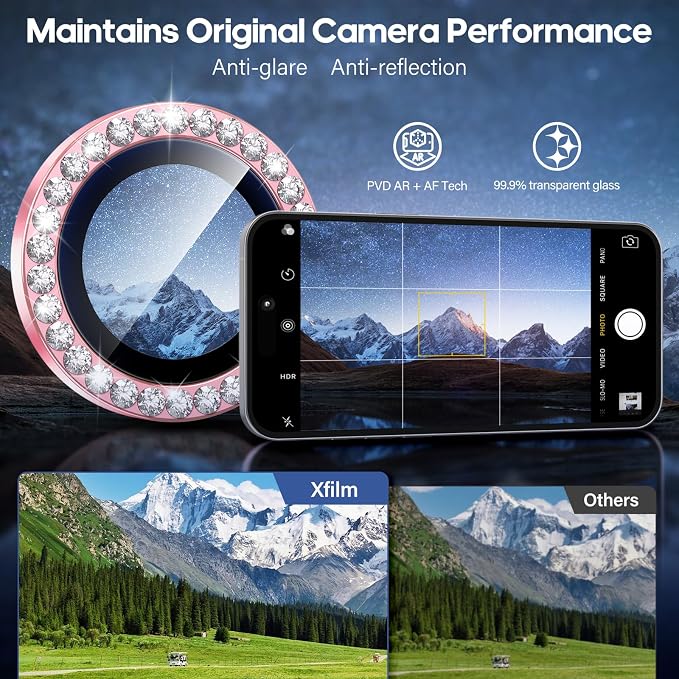 for iPhone 17 Pro / 17 Pro Max Camera Lens Protector Bling, Individual Diamond - Image 4