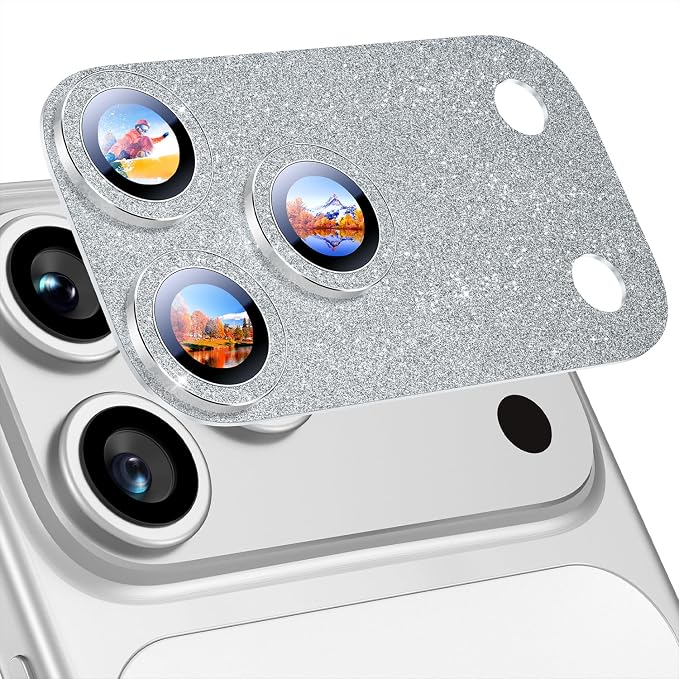 Uyiton for iPhone 17-Pro Camera-Lens Protector: Bling Metal Tempered Glass Rear by Uyiton