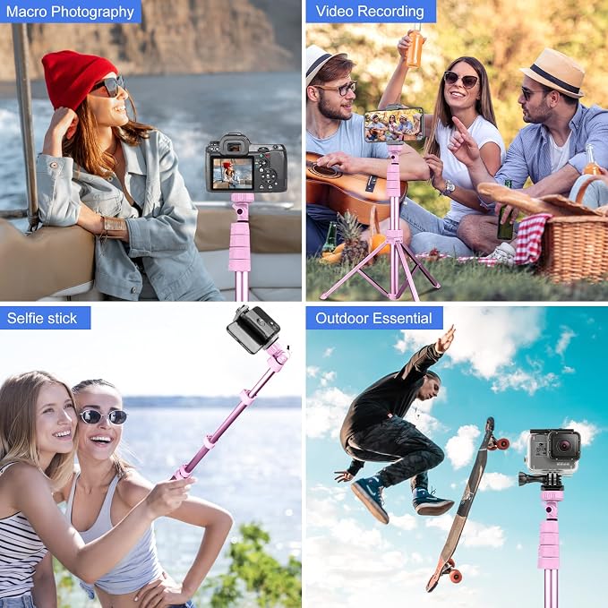 Sensyne 62" Phone Tripod & Selfie Stick, Extendable Cell Phone Tripod Stand - Image 2