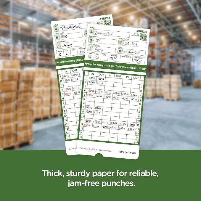 uPunch 300 Time Cards for Green HN3000 AutoAlign Time Clocks - Image 5