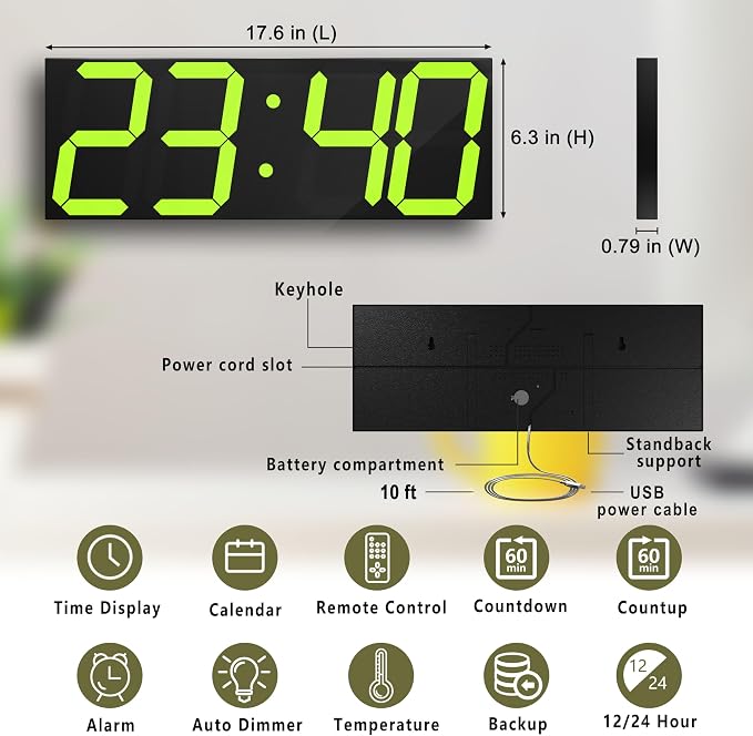CHKOSDA LED Large Digital Wall Clock, Oversize Digital Clock - Image 2