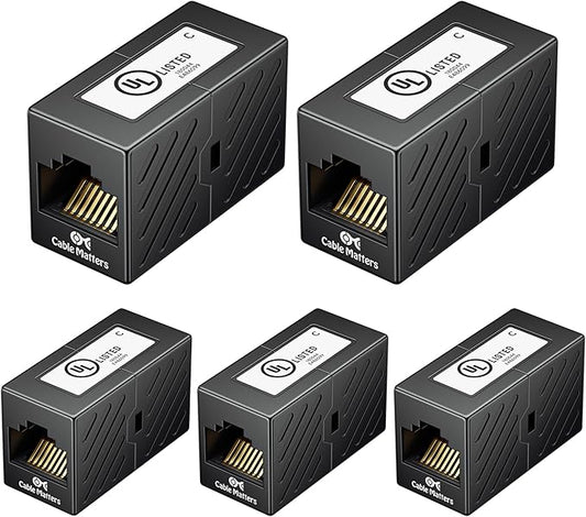 Cable Matters 5-Pack 10Gbps Cat 6 Ethernet Coupler in Black, Compatible by CableMatters