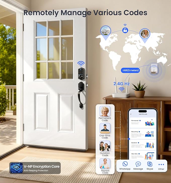 Veise VE017G Wi-Fi Keyless Entry Door Lock, App Remote & Voice Control - Image 6