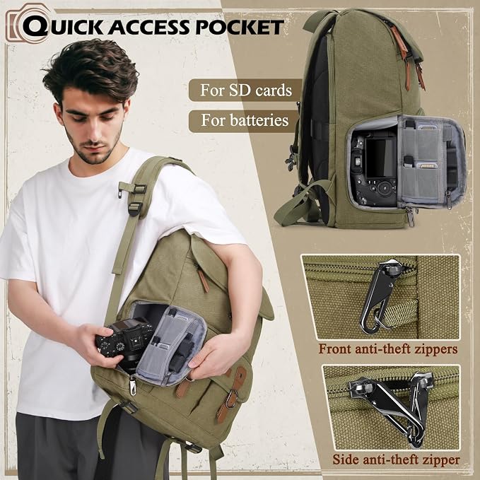 RAINSMORE Camera Bag Backpack for DSLR/SLR Mirrorless 15.6 Inch Laptop Camera - Image 5