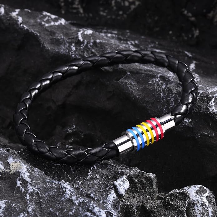Nanafast Titanium Stainless Steel Rainbow LGBT Pride Bracelet Handmade Braided - Image 5