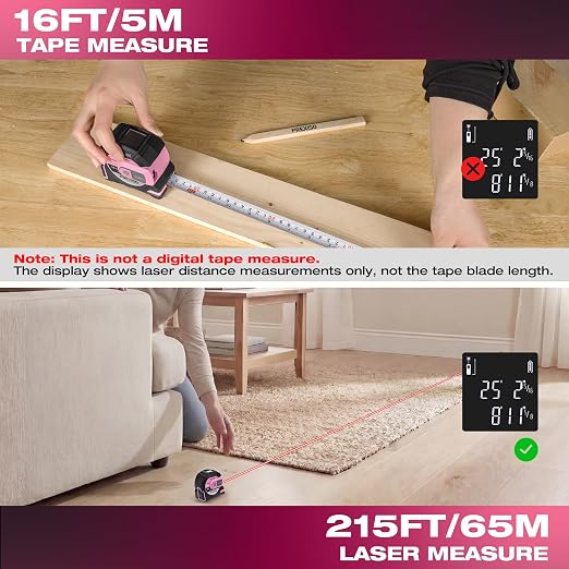 PREXISO 2-in-1 Laser Tape Measure- 215Ft Laser Measuring Tool & 16Ft Measuring - Image 2