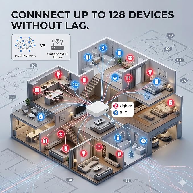 Smart Multi-Mode Gateway, Zigbee 3.0 & Bluetooth Mesh Hub, Tuya Smart Life App - Image 4