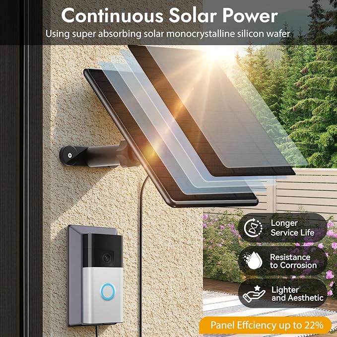 6W Solar Panel for Ring Doorbell, Solar Panel for Latest Model Video Doorbell - Image 4