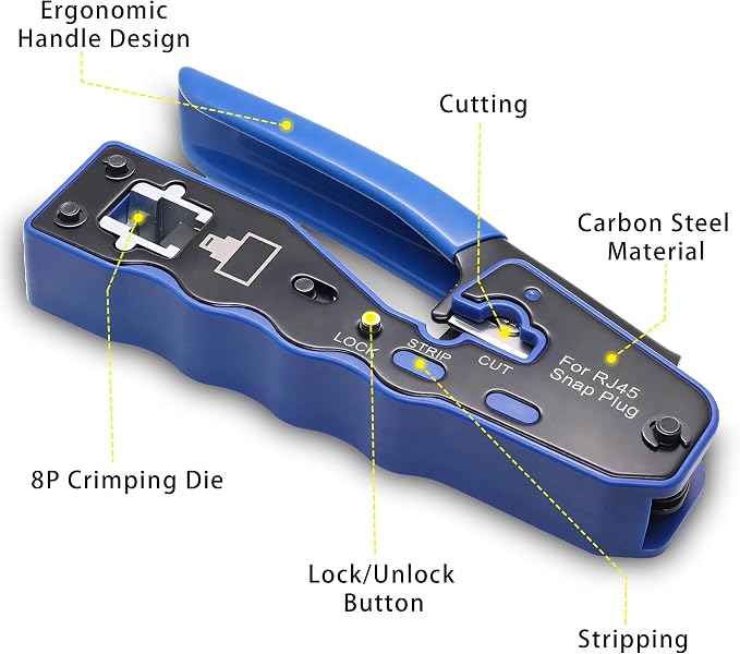 RJ45 Crimp Tool Kit Pass Through Ethernet Crimper - Image 3