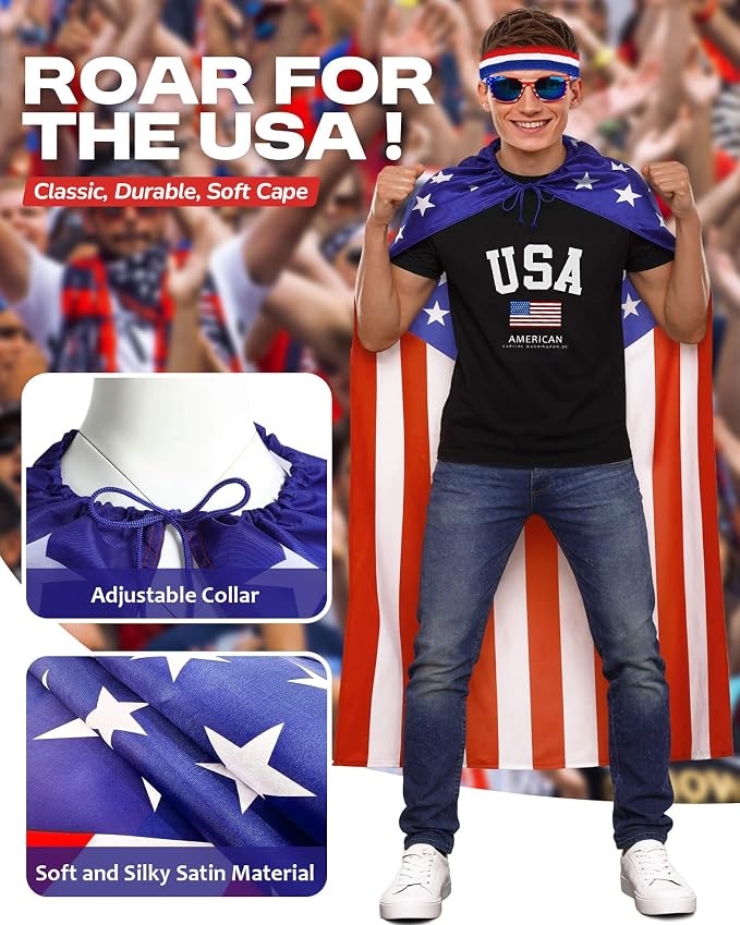 250 Year Wearable American Flag Cape Costume Set 250th Anniversary Merchandise - Image 2
