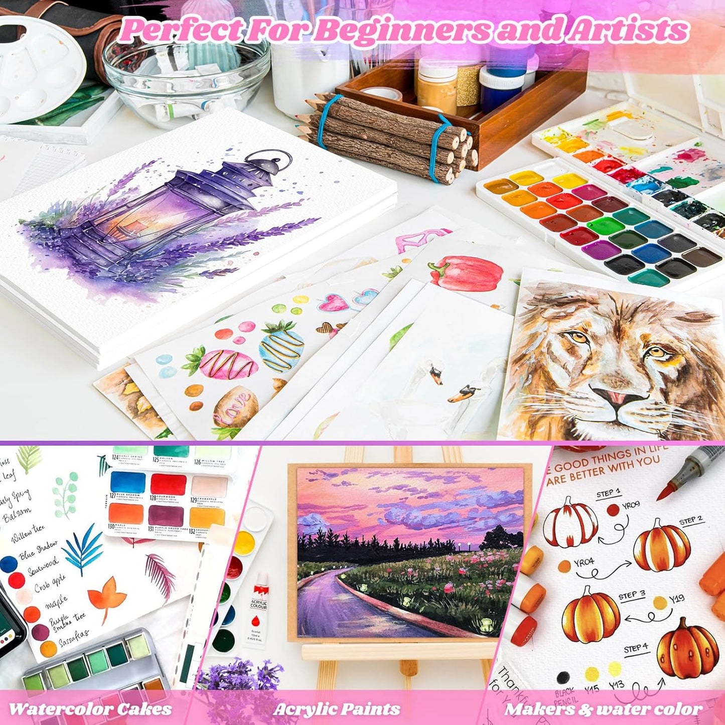 Watercolor Paper, 250 Sheets Water Color Paper Bulk, Art Supplies for Kids Adults, 9"x12" Artist Sketch Easel Painting Drawing Paper, Valentines Day Easter Basket Stuffers, Teacher & School Supplies