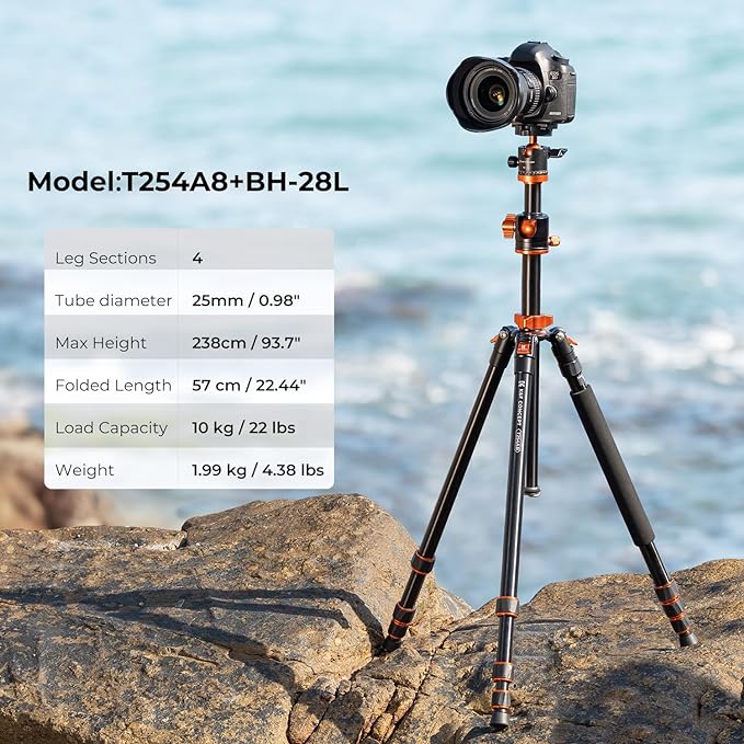 K&F CONCEPT 94 Inch Camera Tripods 4 Section Ultra High Aluminum Professional - Image 2