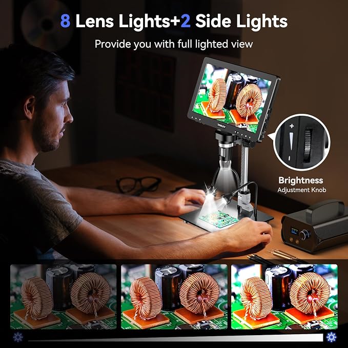 TOMLOV DM9 Max Digital Microscope: 20MP 10.1" 1500X HD IPS Coin Microscope - Image 7