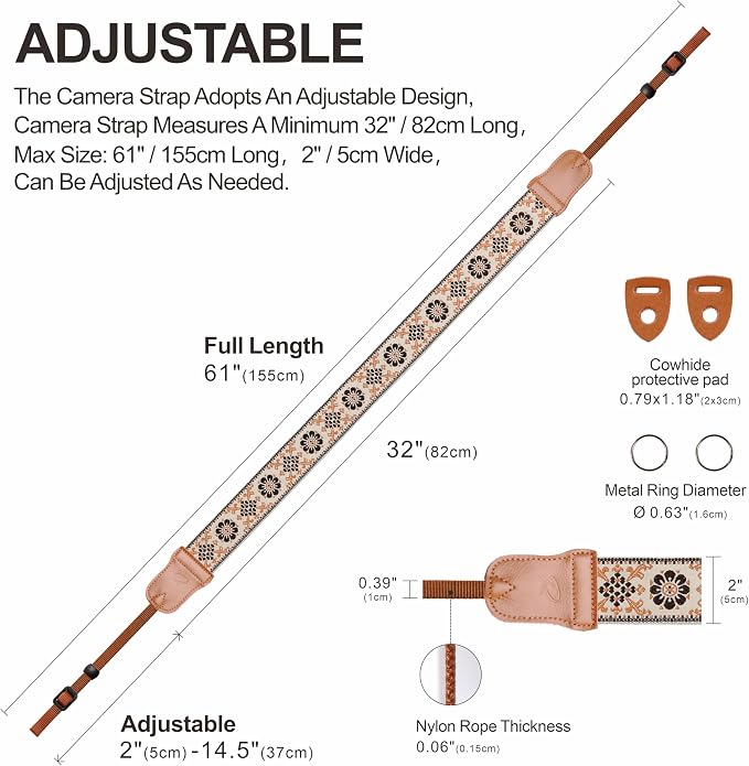 Padwa Lifestyle Elegant Brown Floral Camera Strap - Image 5