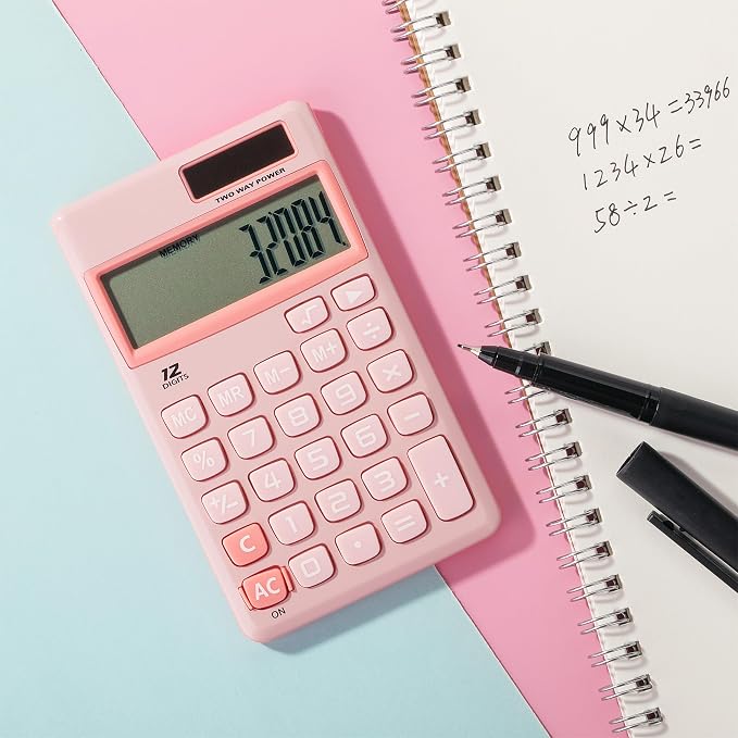 Mr. Pen - Standard Function Solar Calculator, 12 Digits, Light Pink, Pocket Size - Image 5