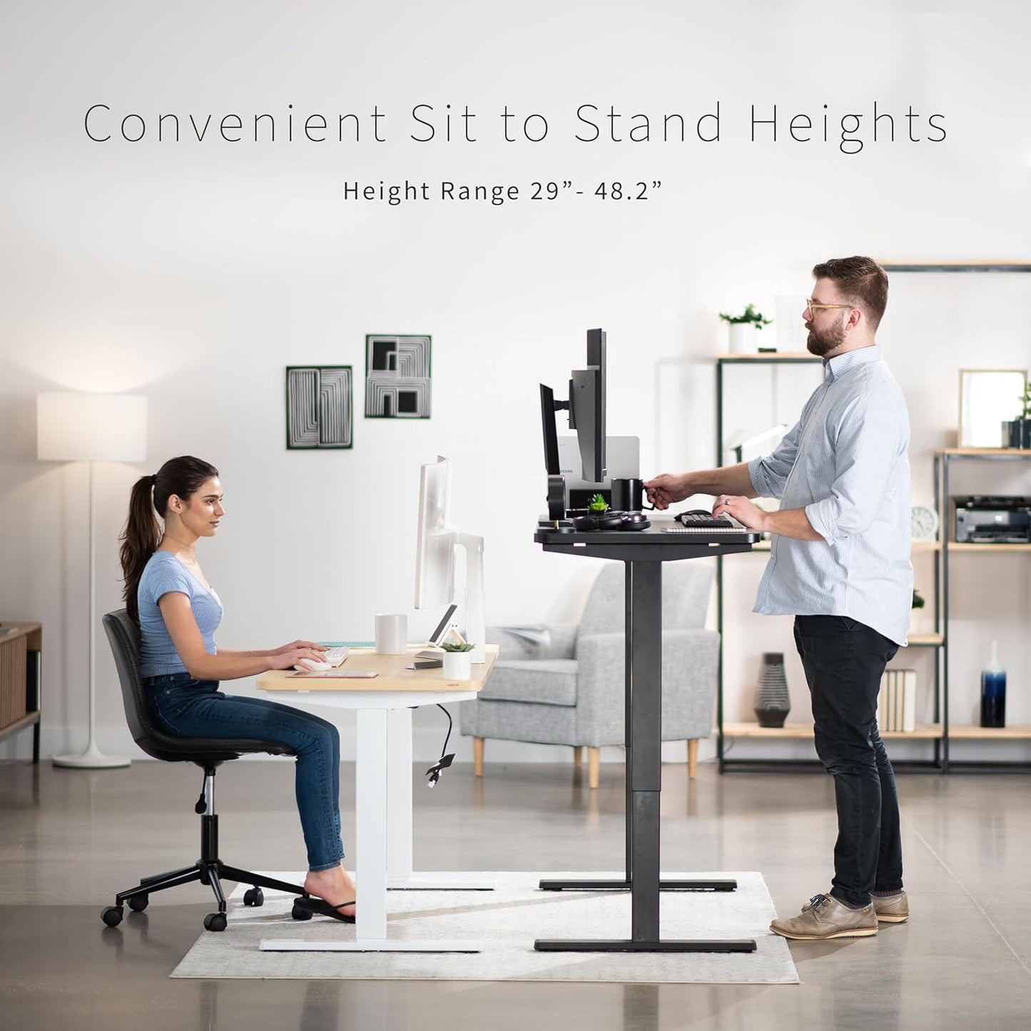 VIVO Electric 60 x 24 in Real Bamboo Standing Desk, Memory Height Adjustment, 1B Series, One-Piece Top, White Frame, DESK-KIT-1W6O