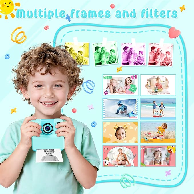Kids Camera Instant Print with Flip Lens, 1080P HD Video Inkless Toddler - Image 6
