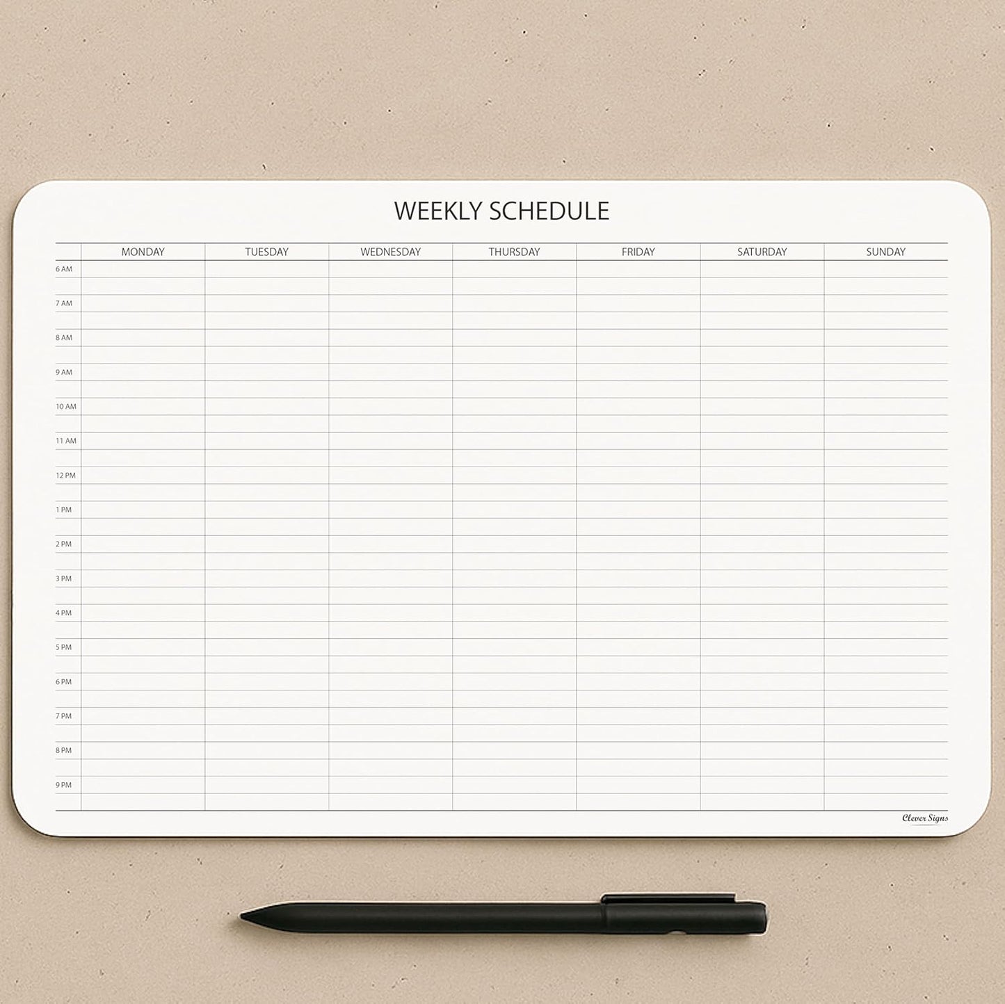 Schedule Pad, Tear Off Undated Weekly Planner Notepad, A4 Size (8,3" X 11,7"), Premium Thick Paper with Cardboard Back Support, Weekly Desk Planner by CLEVER SIGNS