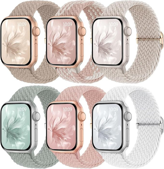 6 Pack Braided Stretchy Bands Compatible by KnossenWatchBand