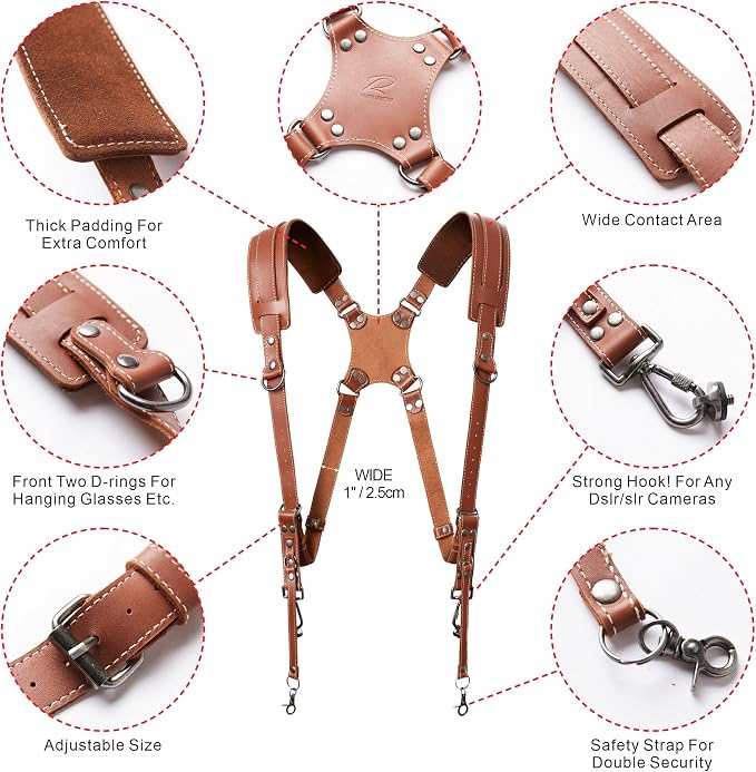 Padwa Lifestyle Tan Dual Camera Harness Strap - Image 2