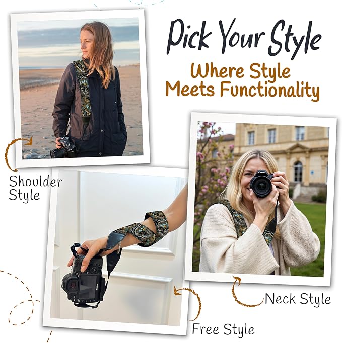 Art Tribute Camera Strap, Vintage Embroidered Neck Shoulder & Crossbody Camera - Image 6