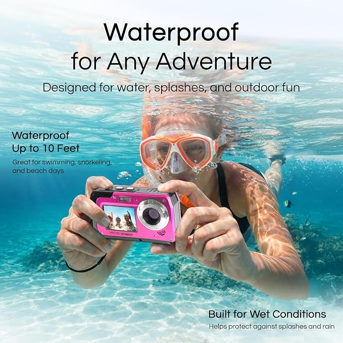 Minolta MN40WP 48MP Waterproof Digital Camera – Dual LCD Screens, 2.7K QHD Video - Image 4