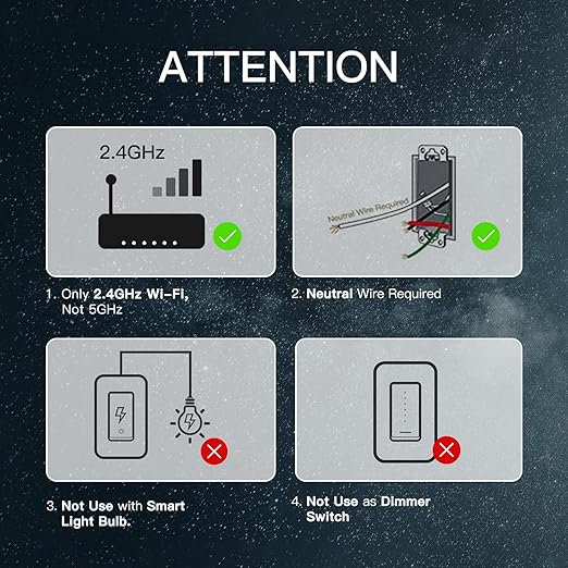 MoesGo 2nd Generation WiFi Smart Light Switch, Smart Wall Switch 2.4GHz WiFi - Image 2