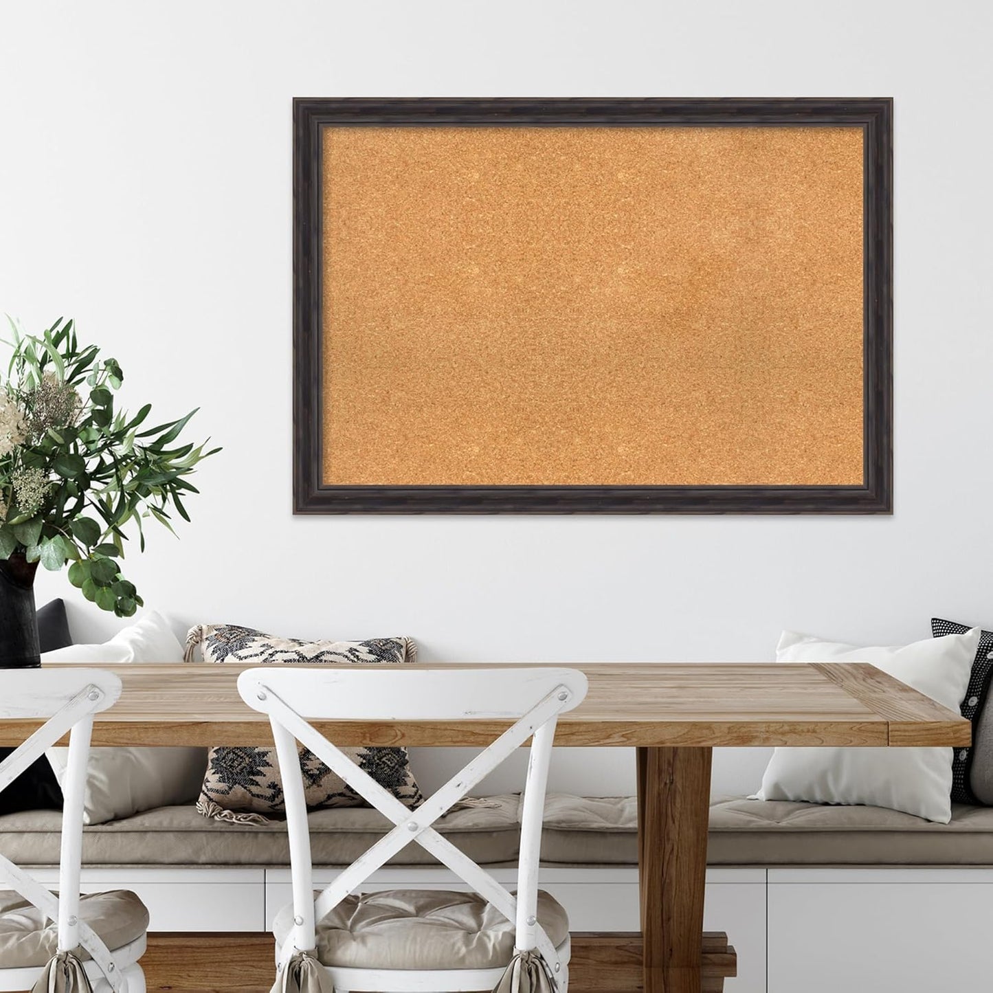 Amanti Art Natural Cork Board for Wall, 27x39 Vision Board with Brown Wood Frame, Large Corkboard Office Decor for Home Organization, Rustic Farmhouse Corkboard Pinboard to display items for home