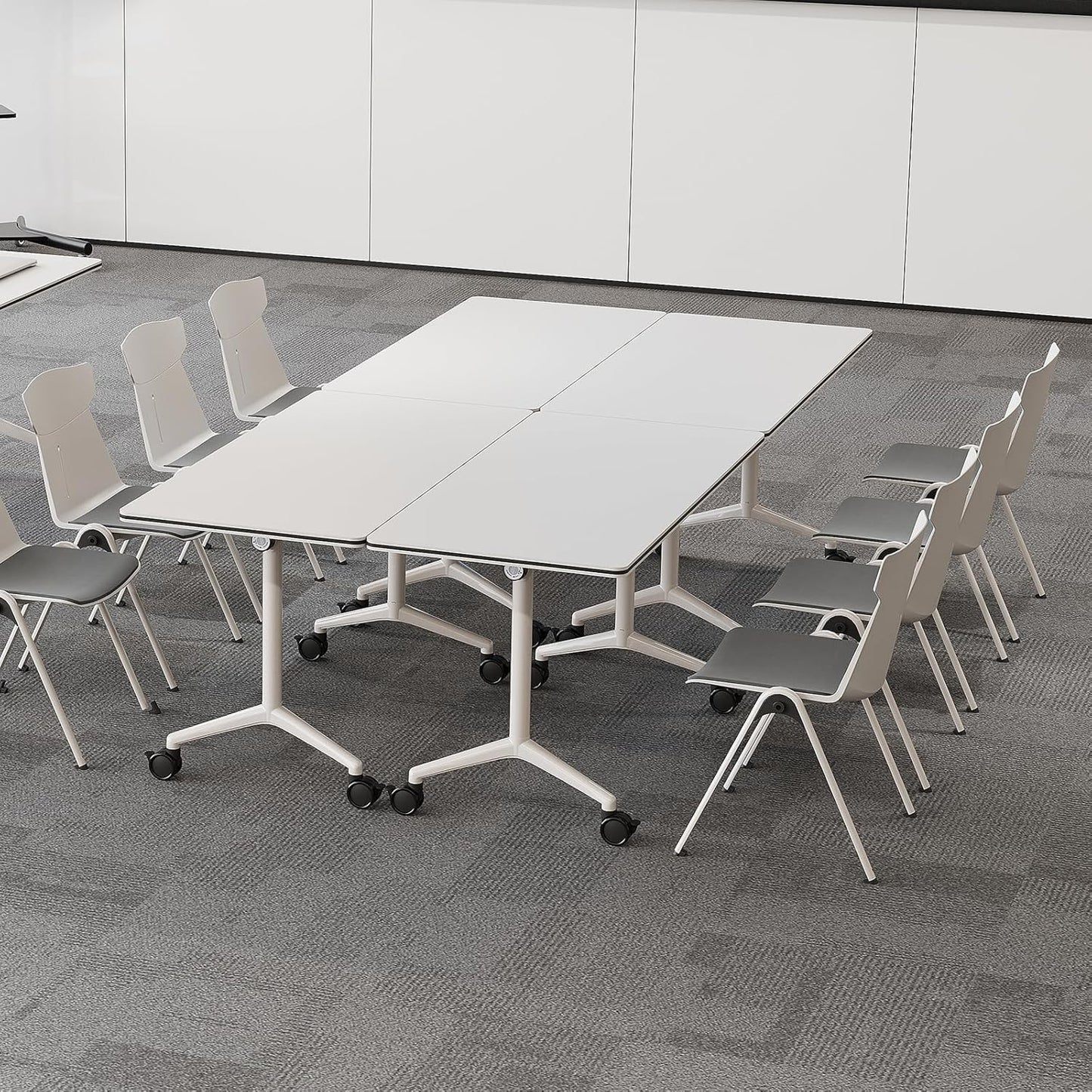 Folding Conference Room Tables 6 Pack, Foldable Modern Mobile Meeting Table Desk Training Table 6FT Large Rolling OfficeTable for Conference Training Classroom (6, 63" * 23.6" * 29.5")
