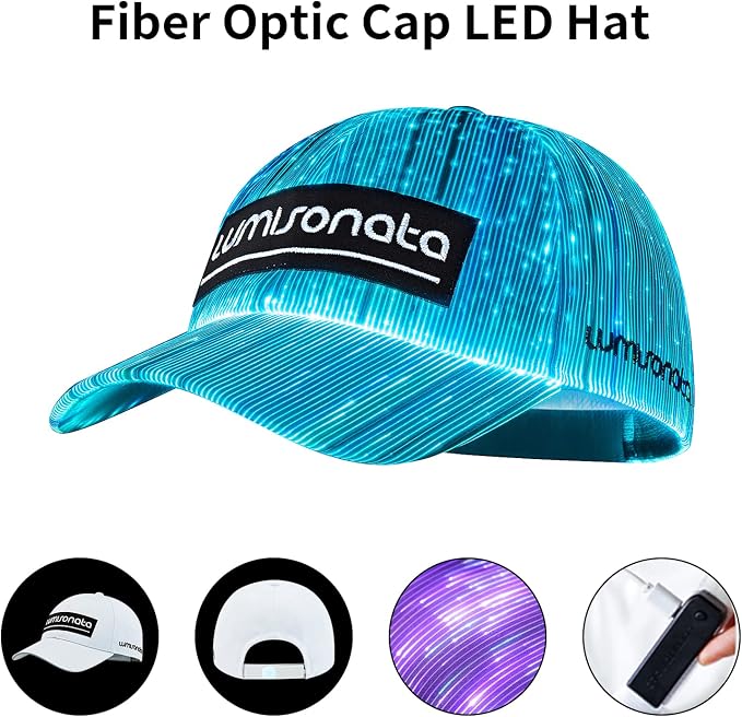 lumisonata LED Cap Fiber Optic Hat EDM Baseball Caps Light Up 7 Colors Glowing - Image 7