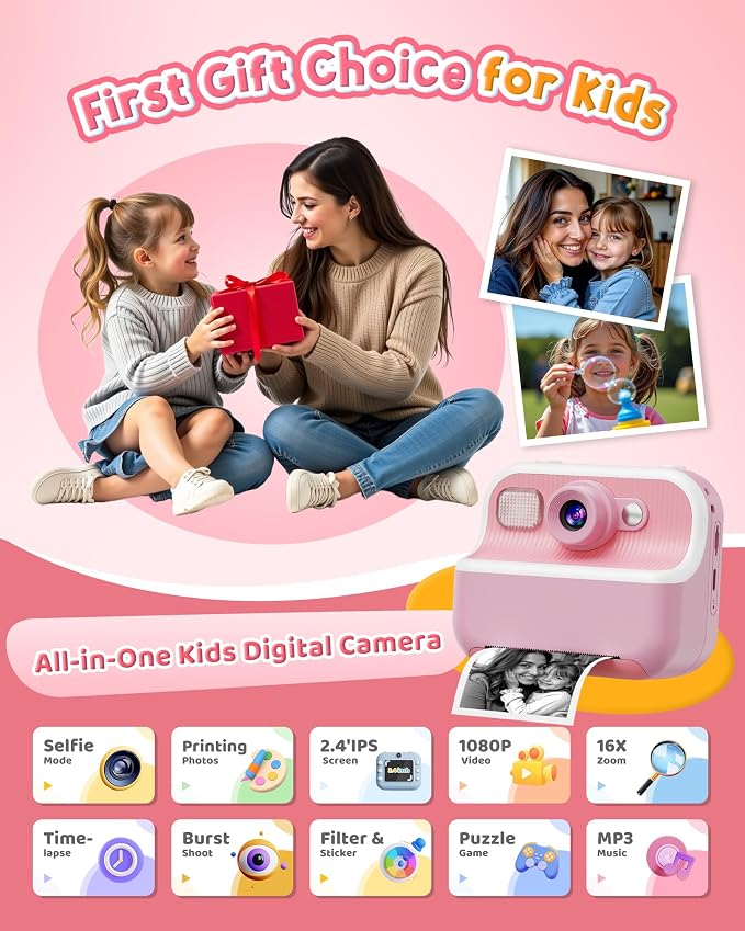 Instant Camera, Front Rear Dual Selfie Kids Camera - Image 2