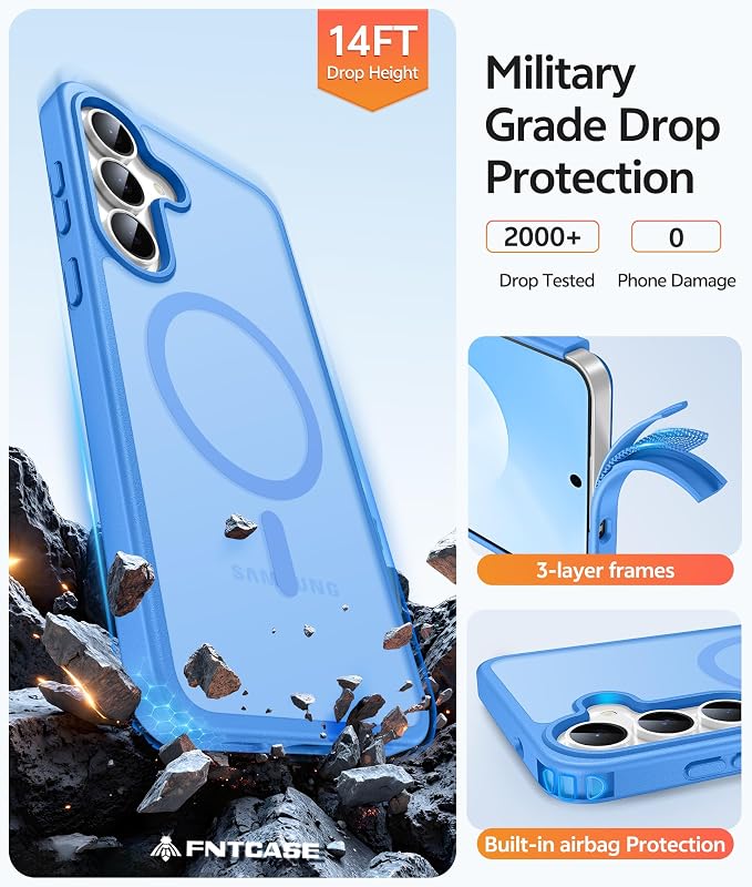 FNTCASE for Samsung Galaxy S25 FE Case: Magnetic Translucent Matte Military - Image 5
