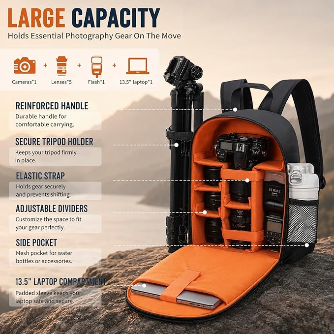 Camera Backpack for Photographers, DSLR Camera Bag - Image 2