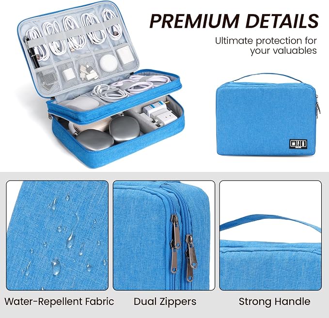 Large Electronic Organizer Travel Case, Double Layer Tech Accessories Bag - Image 3