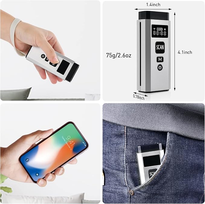 Barcode Scanner Bluetooth, 1D 2D Portable Wireless Barcode Reader 3 in 1 Wired - Image 7